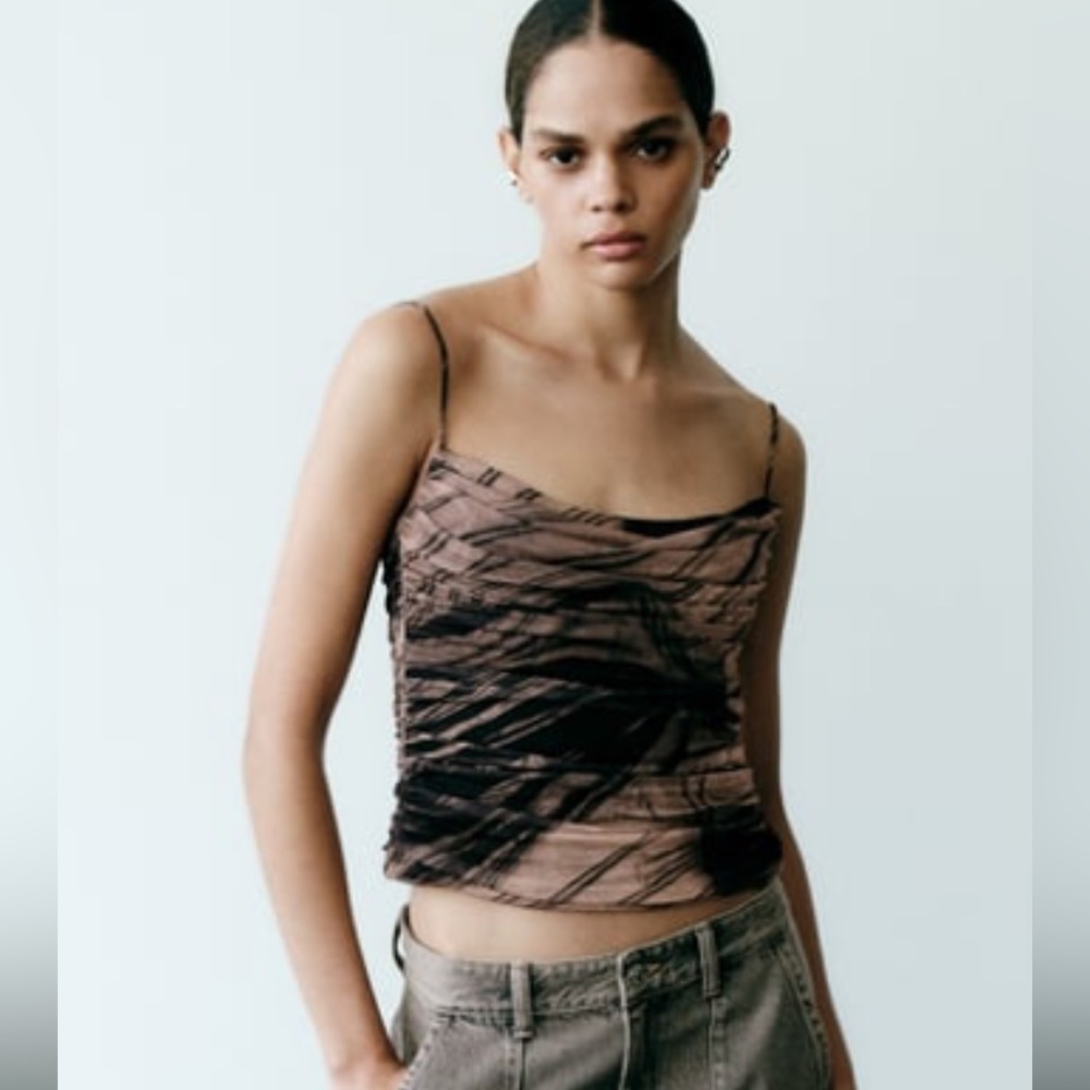 ZARA … printed tulle top